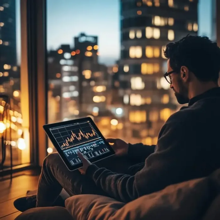 Trader arbeitet nachts
